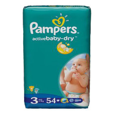 PAMPERS ACTIVE BABY DRY 3 MIDI, PIELUCHY 4-9 KG, 54 SZT.
