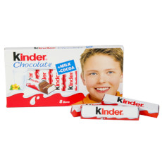KINDER CHOCOLATE, BATONIKI W CZEKOLADZIE MLECZNEJ Z NADZIENIEM MLECZNYM 8 SZT., 100 G