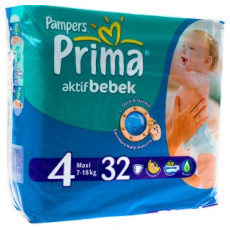 PAMPERS PRIMA AKTIF BEBEK 4 MAXI, PIELUCHY 7-18 KG, 32 SZT.