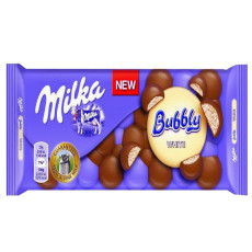 MILKA BUBBLY WHITE, CZEKOLADA MLECZNA Z NAPOWIETRZONĄ BIAŁĄ CZEKOLADĄ, 100 G